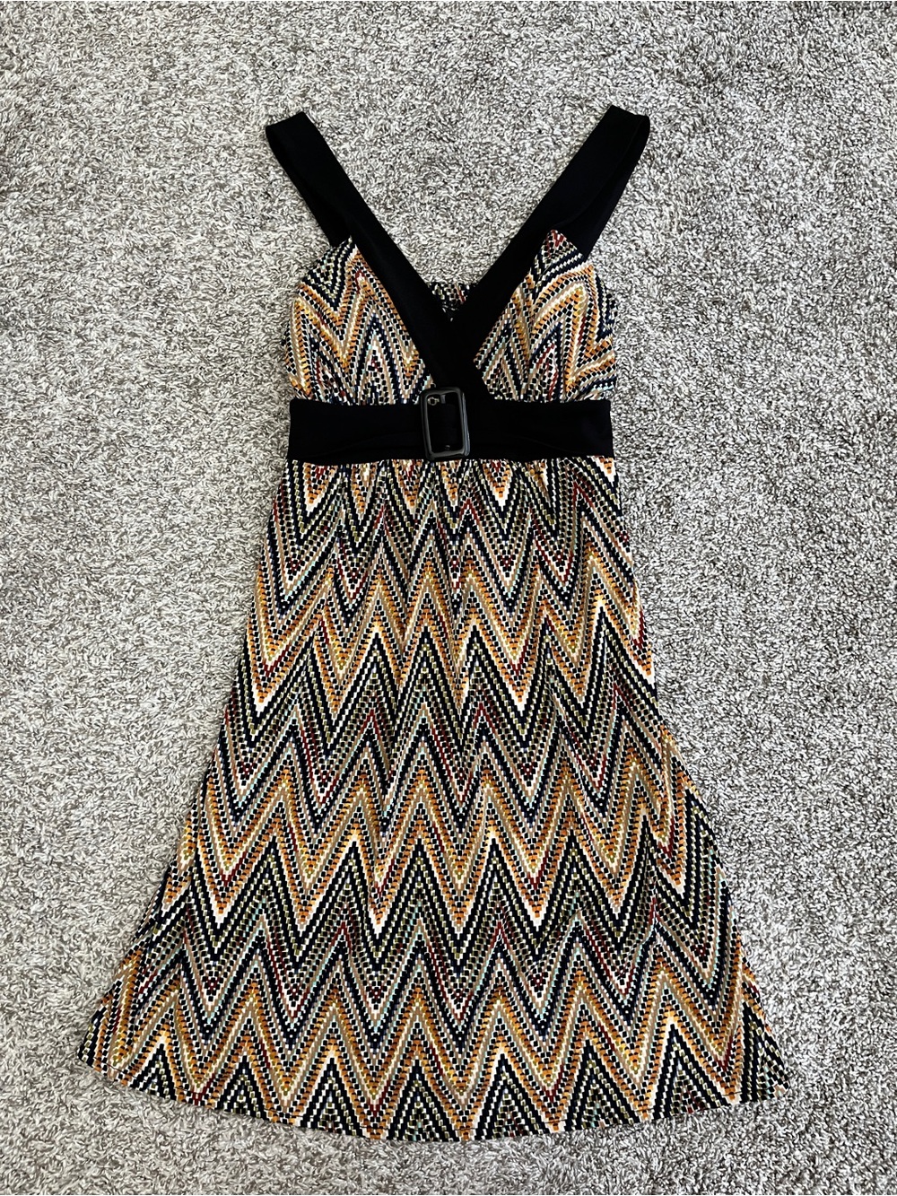 En Focus Studio Y2K Multicolor Belted Tie Back Mini Dress